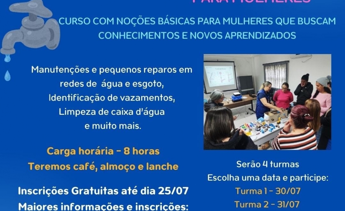 Curso de Manutenção Hidráulica Básica para Mulheres